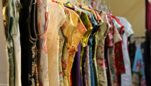 Qipao fitting room with classic Chinese decor