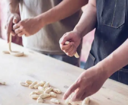 Cooking stations with dough and filling